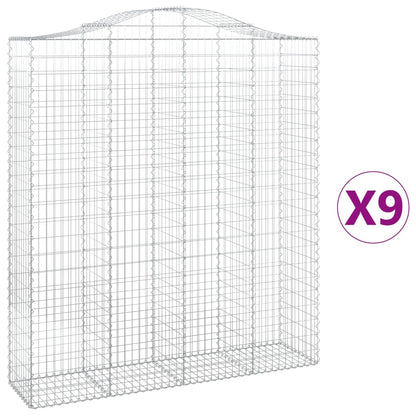Cestas De Gaviones 9 Uds Forma De Arco Hierro 200x50x220/240 Cm_0