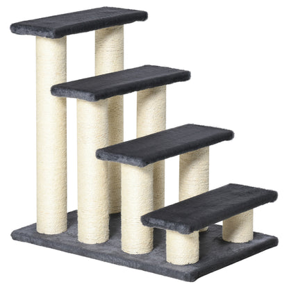 Pawhut Escalera Para Mascotas 60x42x61cm Cubierta De Peluche Rascador De Sisal_0