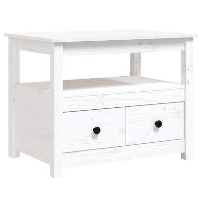 Mesa De Centro De Madera Maciza De Pino Blanco 71x49x55 Cm_0