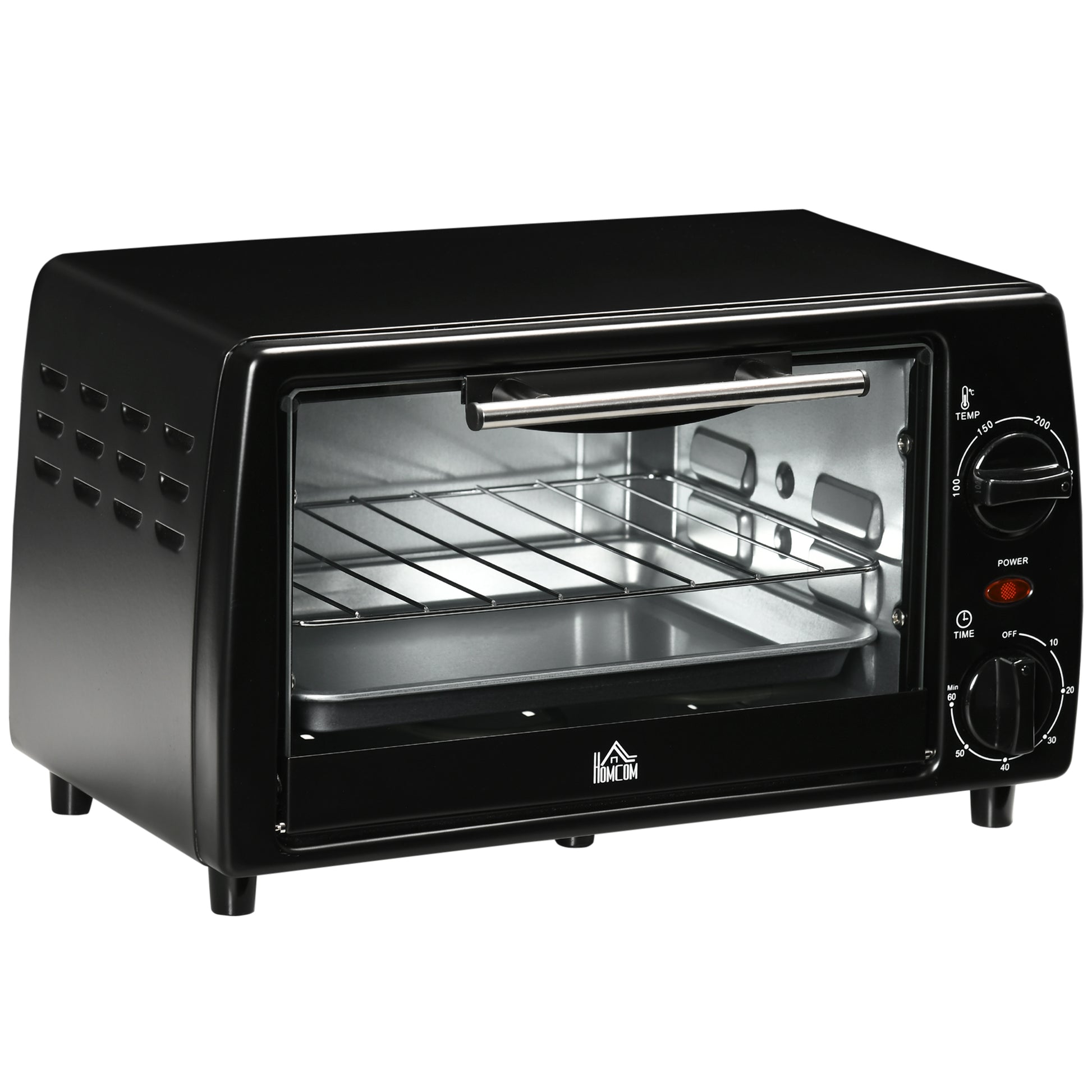 Homcom Horno Eléctrico Sobremesa 10 L 750w Temperatura 230 ℃ 36,5x26x22 Cm Negro_0