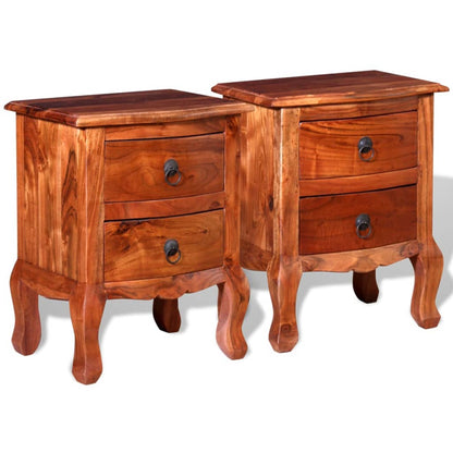 Mesitas De Noche Con Cajones 2 Uds Madera Maciza De Acacia_2
