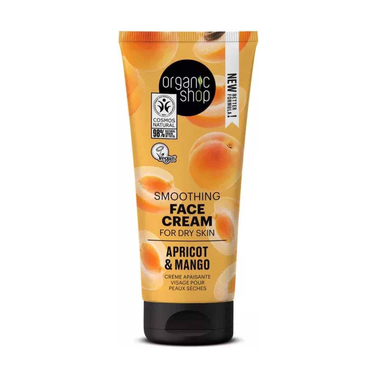 Creme facial diário leve para pele seca, alperce e manga, loja orgânica, 50ml
