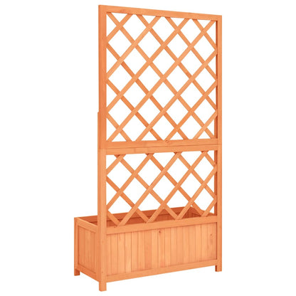 Jardinera Con Enrejado Marrón 70x30x135 Cm Madera Maciza De Abeto_4
