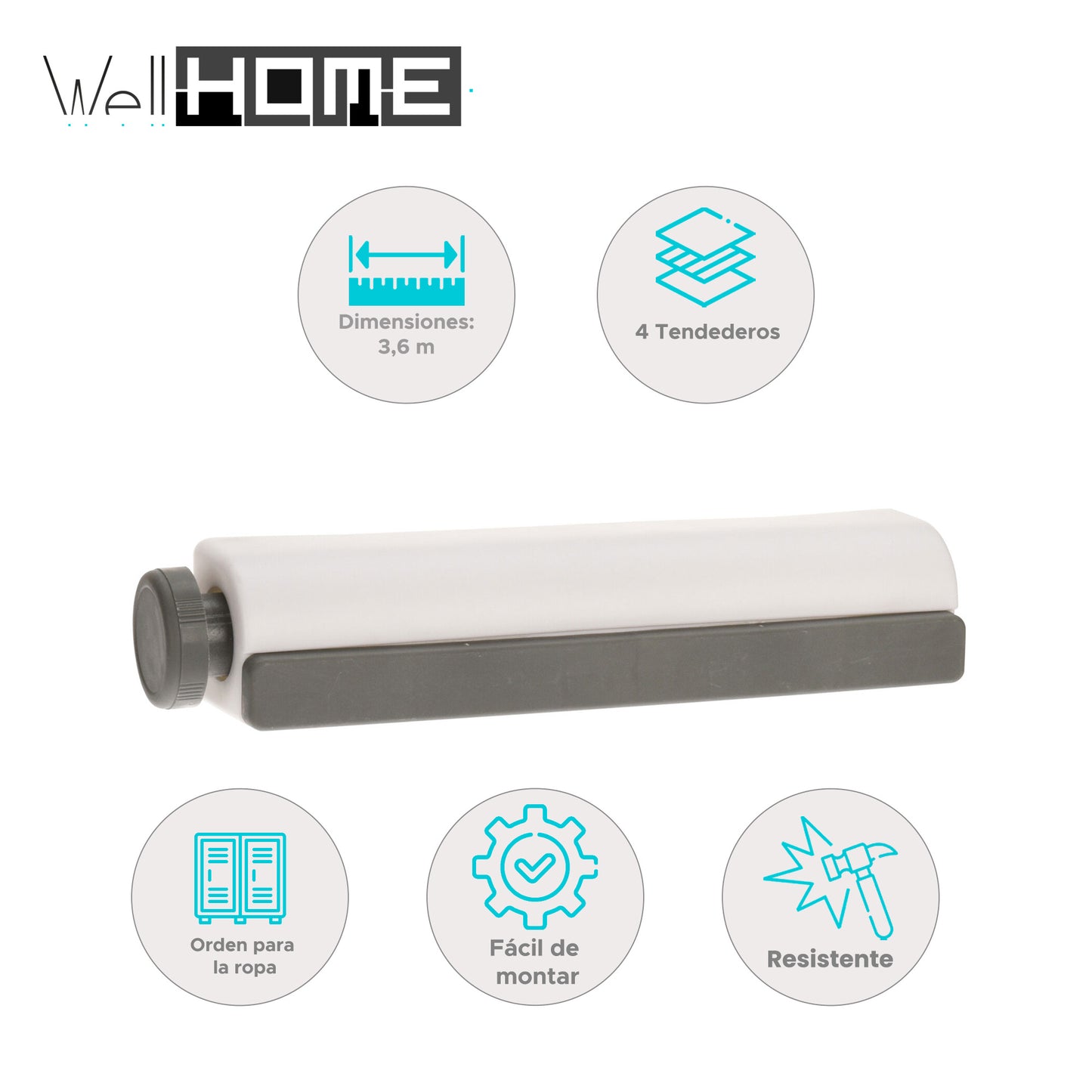 Well Home Tendedor Automático De 4 Tenderos De 3,6 Metros - Color Blanco_1