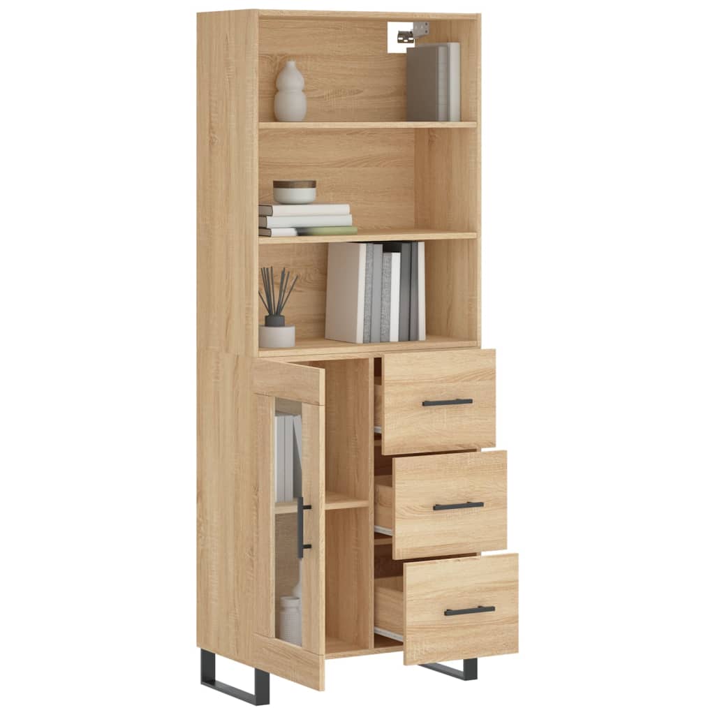 Aparador Alto Madera Contrachapada Color Roble 69,5x34x180 Cm_2