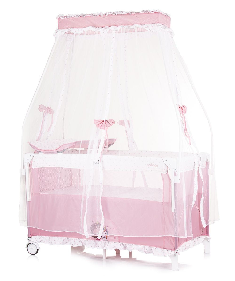 Cuna De Viaje Con Dosel Y Cambiador Palace Princess Pink_1