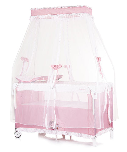 Cuna De Viaje Con Dosel Y Cambiador Palace Princess Pink_1