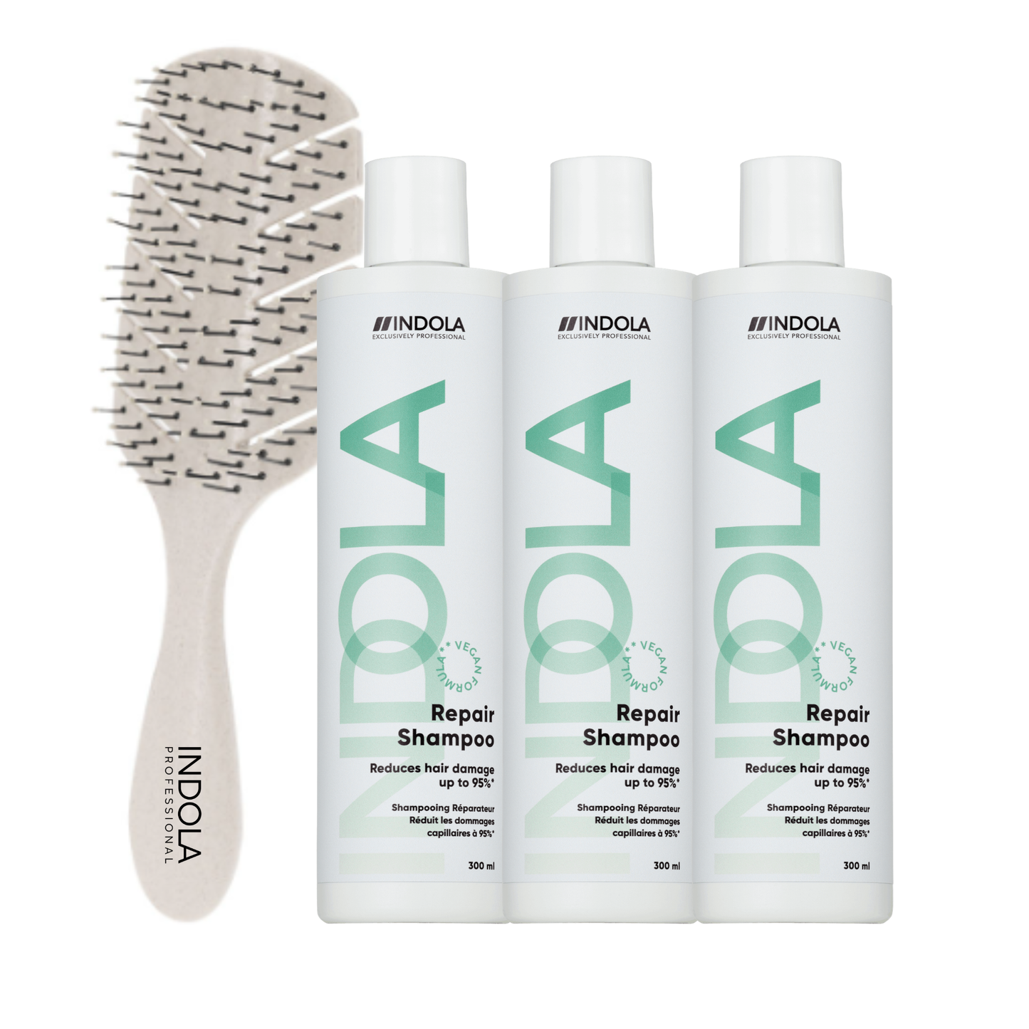 Indola Champú Reparador Pack 3 X 300 Ml + Peine Regalo | Nutre Y Repara_0