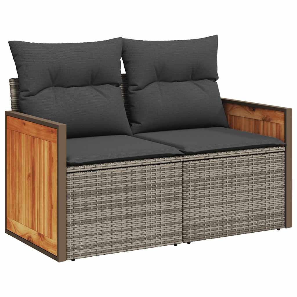 Set De Muebles De Jardín 6 Pzas Y Cojines Ratán Sintético Gris / Vetonek_4