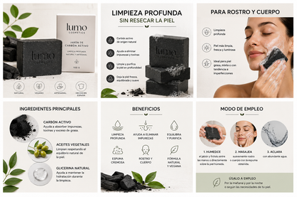Jabón de Carbón Activo 100 g | Limpieza Profunda para Piel Grasa y Mixta_3