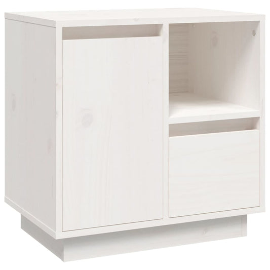 Mesita De Noche Madera Maciza De Pino Blanco 50x34x50 Cm_0