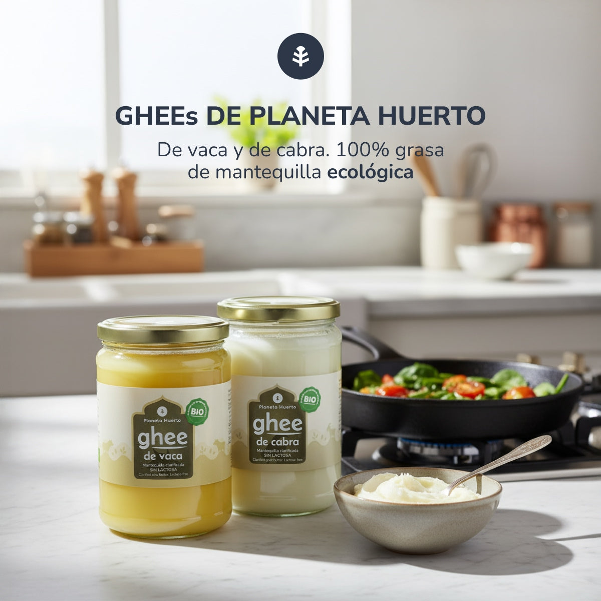 Embalagem de 3 x Ghee manteiga clarificada ECO Planeta Huerto 500 gr