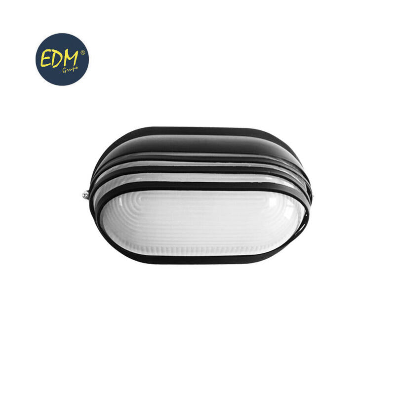 Aplique De Aluminio Ip54 Oval. Color Negro 1xe27 100w 15,5x28x12,1cm Modelo Vinyols Edm_0