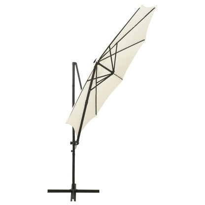 Vidaxl Sombrilla De Jardín Voladiza Con Palo Y Luces Led Arena 300 Cm_1