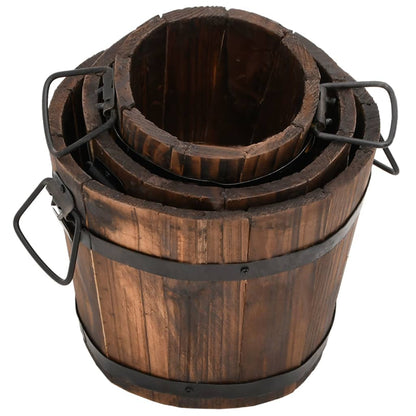 Juego De Maceteros Cubo De Madera 3 Piezas Madera Maciza Abeto_2