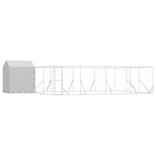 Perrera De Exterior Con Toldo Acero Galvanizado Plata 10x6x2,5m_0
