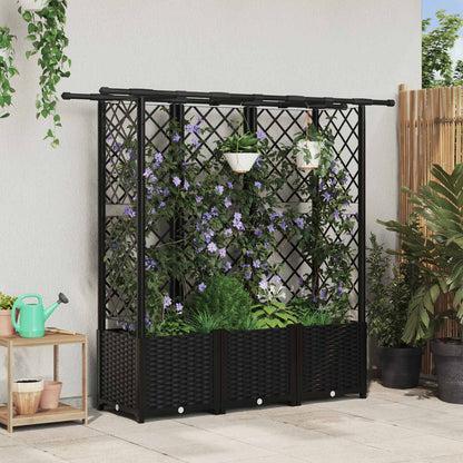 Cama Elevada Con Trellis Y Techo Negro 163,5 X 40 X 136 Cm Pp_1
