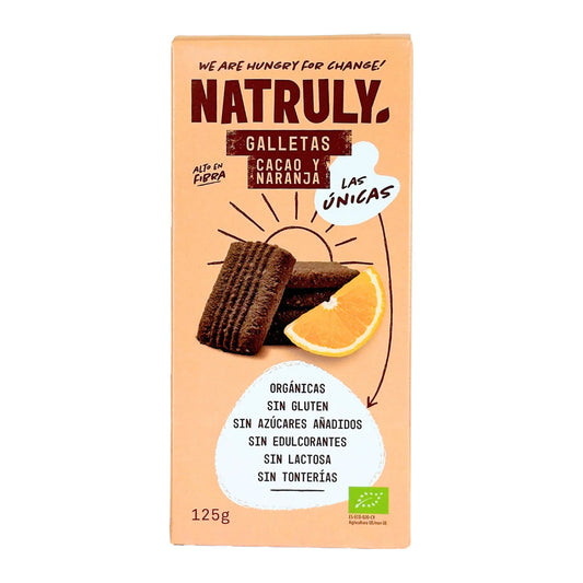 Galletas BIO cookies sabor cacao y naranja Natruly 125 g
