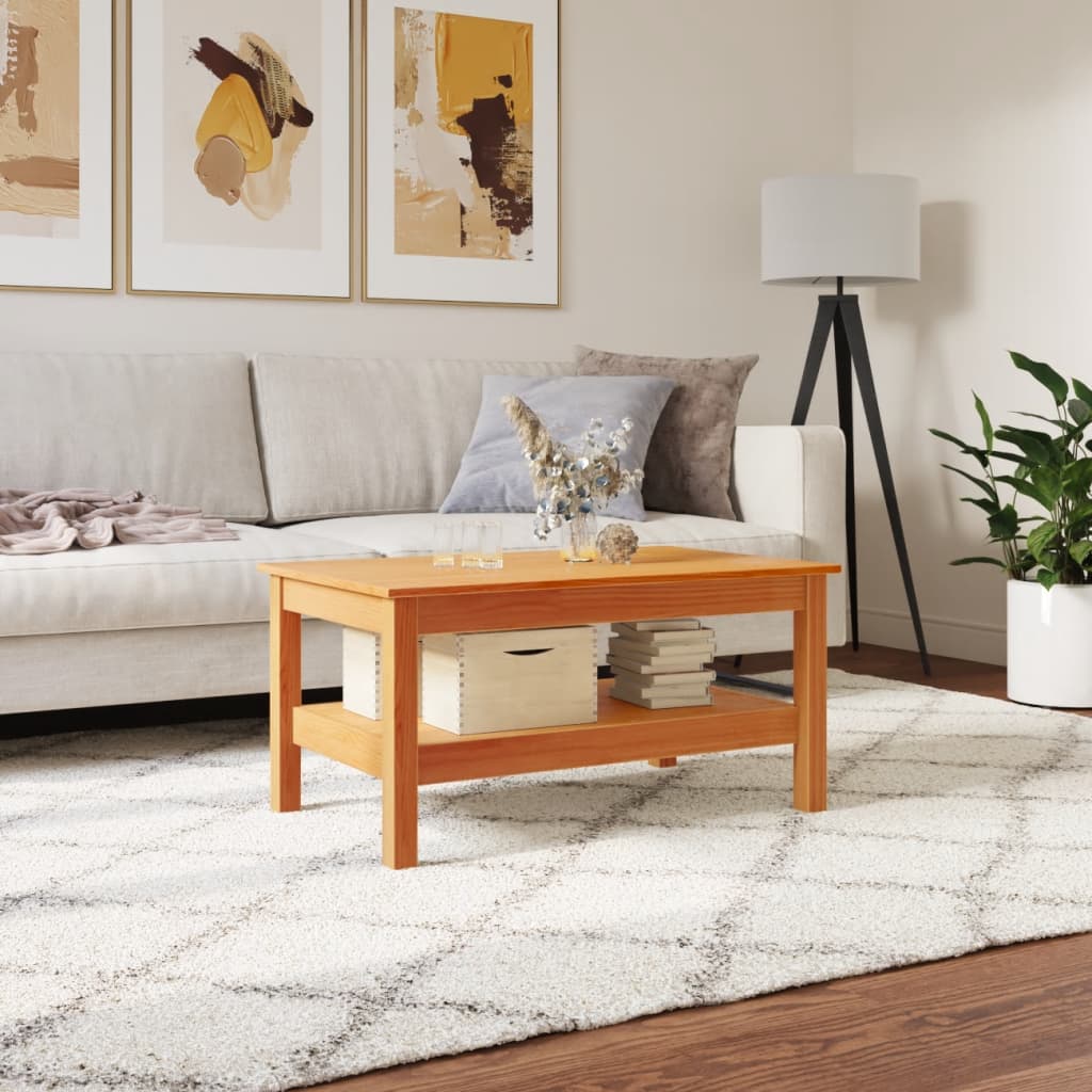 Mesa De Centro Madera Maciza De Pino Marrón Cera 80x50x40 Cm_1