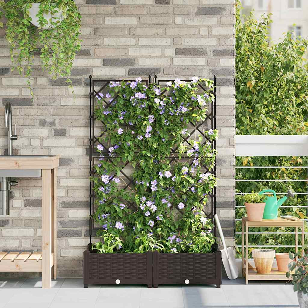 Vidaxl Maceta De Jardín Con Enrejado 2 Pcs Marrón 80 X 40 X 125.5 Cm_1