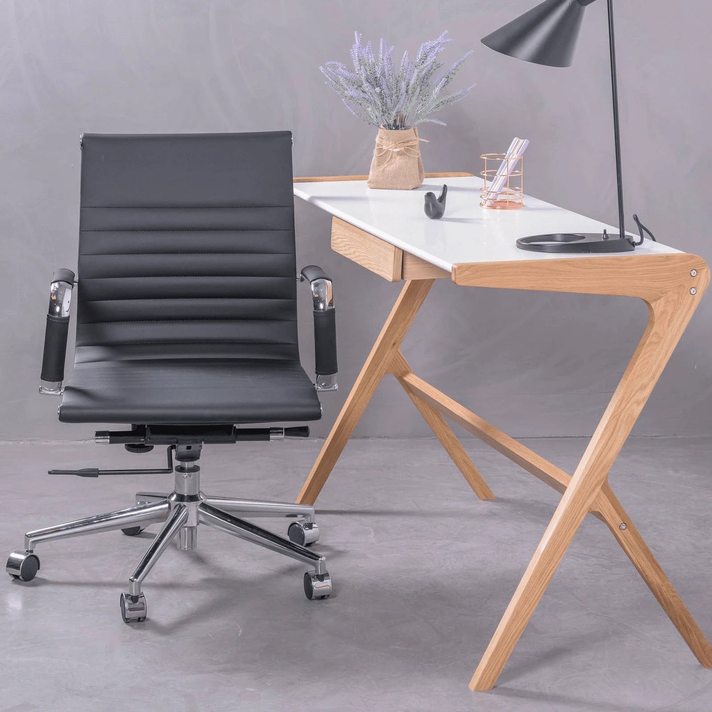 Silla De Escritorio Con Respaldo Bajo En Polipiel Y Reclinable - Alu_1