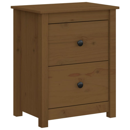 Mesita De Noche Madera Maciza De Pino Marrón Miel 50x35x61,5 Cm_0