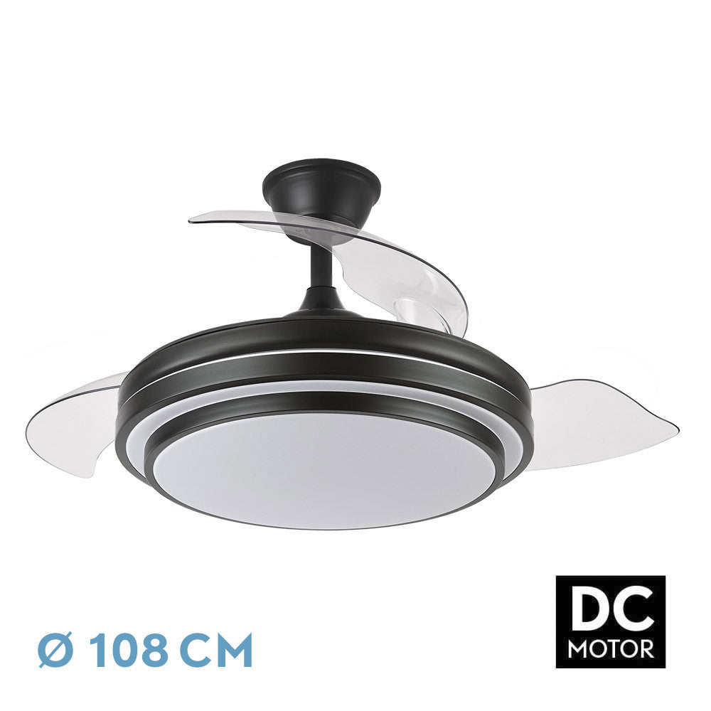 Ventilador Dc Ibe 72w 6120lm Negro 3 Asp.desp. 108d 3000-4000-6000k Remoto, Memoria Y Temporizador_0