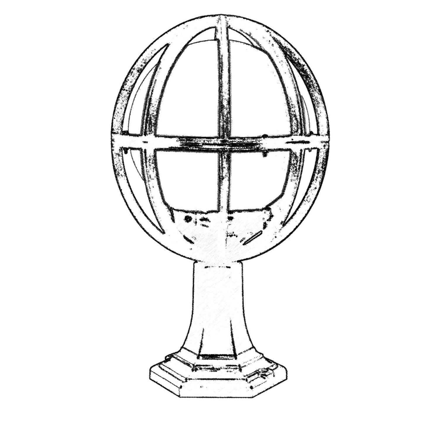 Aplique De Suelo Globo Recto Pantalla Blanca Para Exterior, Abs , Negro, 30x30x50, Casquillo E 27 Max 60 W