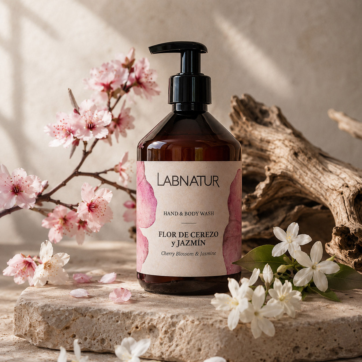 Jabón Manos y Cuerpo Flor de Cerezo y Jazmín Labnatur 500 ml | Aroma Floral y Dulce | Limpieza Suave | Vegano_1