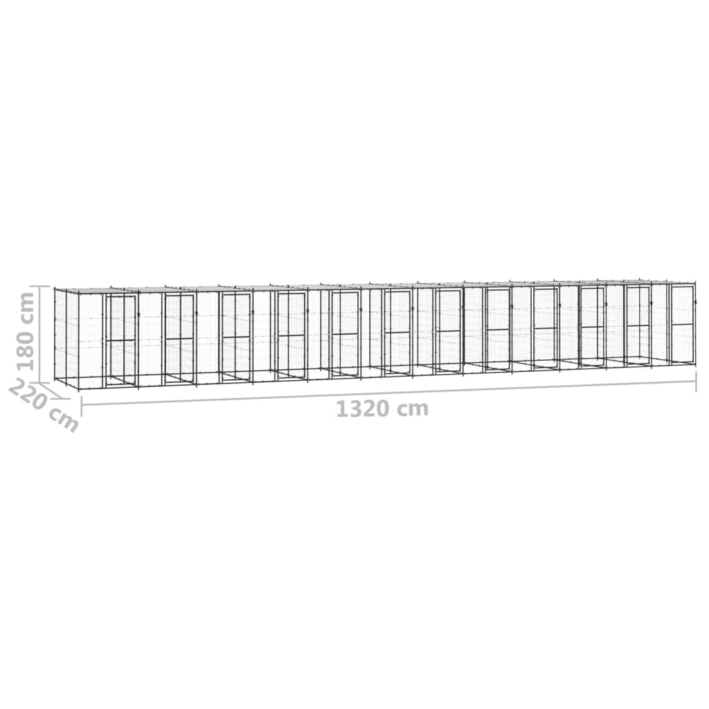 Perrera De Exterior De Acero Con Techo 29,04 M²_5