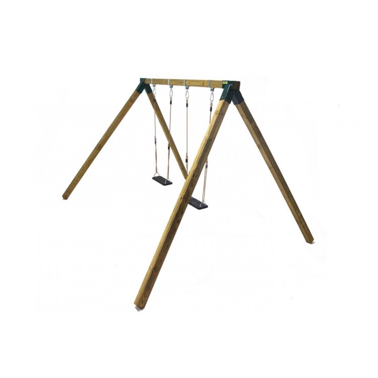 Columpio Doble De Madera Cuadrada Masgames Karai Deluxe Adultos (caucho Y Cuerdas)._1