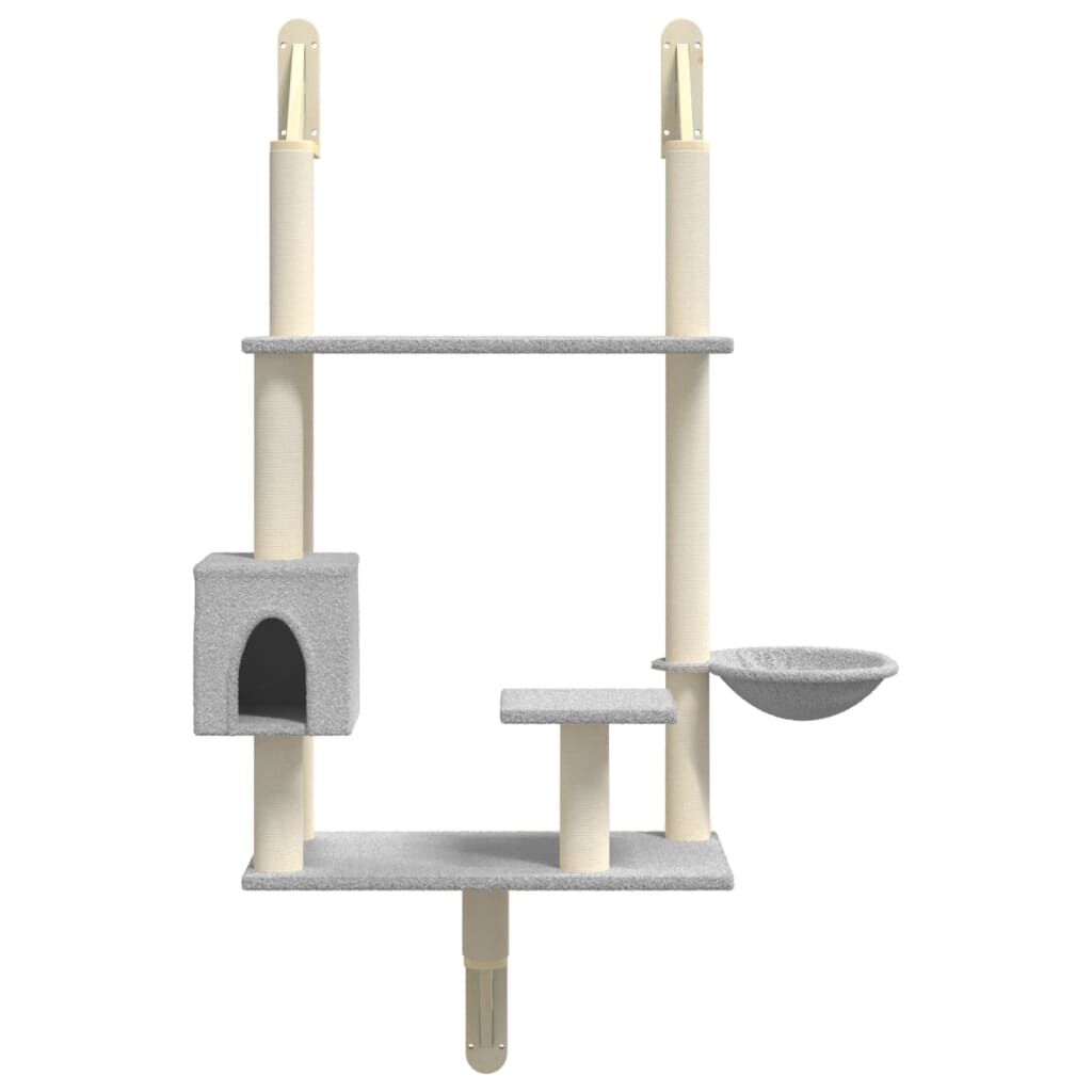 Vidaxl Árbol Rascador Para Gatos De Pared Gris Claro 153 Cm_3