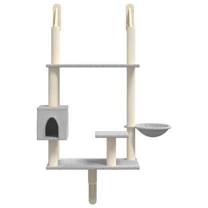 Vidaxl Árbol Rascador Para Gatos De Pared Gris Claro 153 Cm_3