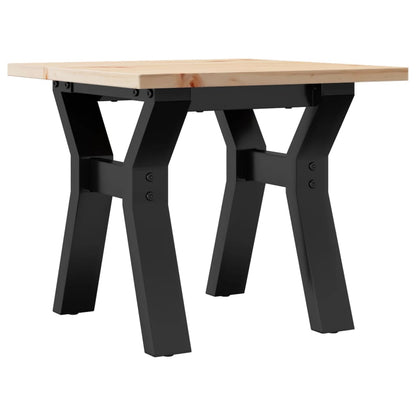 Mesa De Centro Marco Y Madera Maciza Pino Y Acero 40x40x35 Cm_0