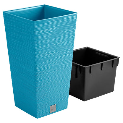 Macetero Color Azul Escandinavo, Con Depósito, Colección Furu, De 24 X 24 X 45 Cm, Capacidad De 7,5 L._2