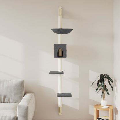 Vidaxl Árbol Rascador Para Gatos De Pared Gris Oscuro 187 Cm_1