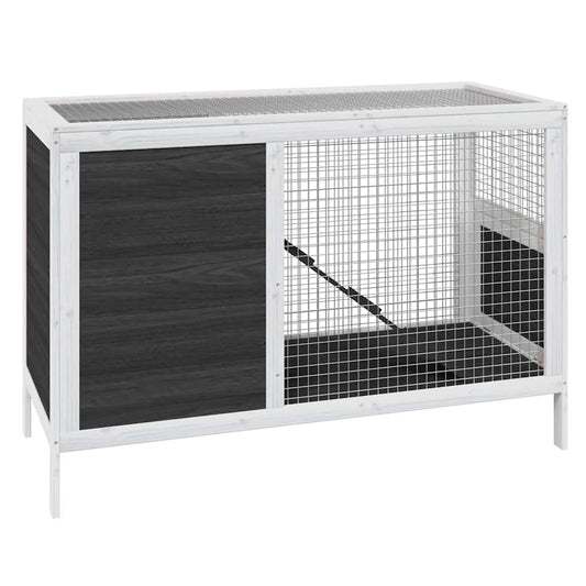 Conejera De Madera Maciza De Pino Gris 103x44x69,5 Cm_0