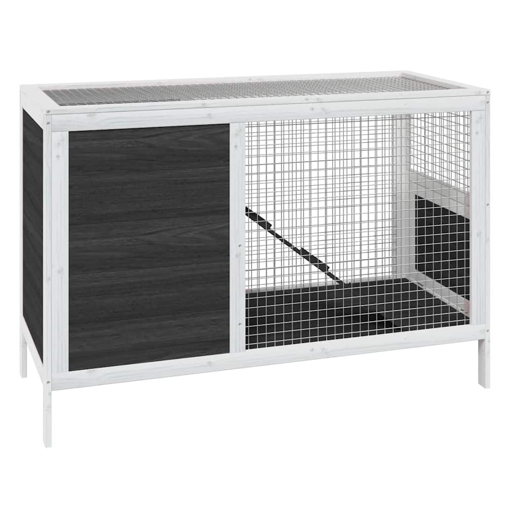 Conejera De Madera Maciza De Pino Gris 103x44x69,5 Cm_0