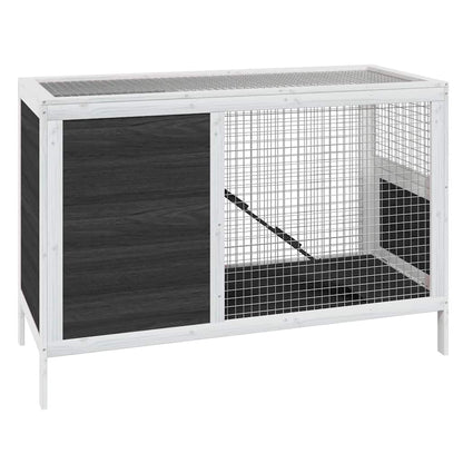 Conejera De Madera Maciza De Pino Gris 103x44x69,5 Cm_0