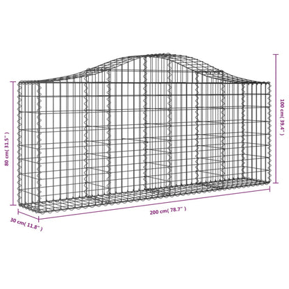 Cestas De Gaviones 12 Uds Forma De Arco Hierro 200x30x80/100 Cm_5