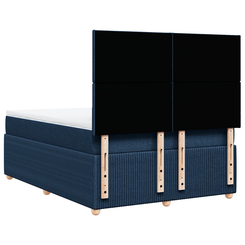 Cama Box Spring Con Colchón Tela Azul 140x190 Cm / Vetonek_1