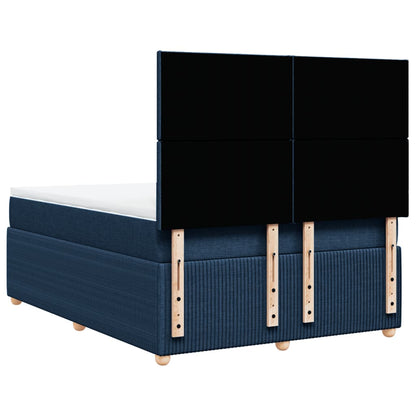 Cama Box Spring Con Colchón Tela Azul 140x190 Cm / Vetonek_1