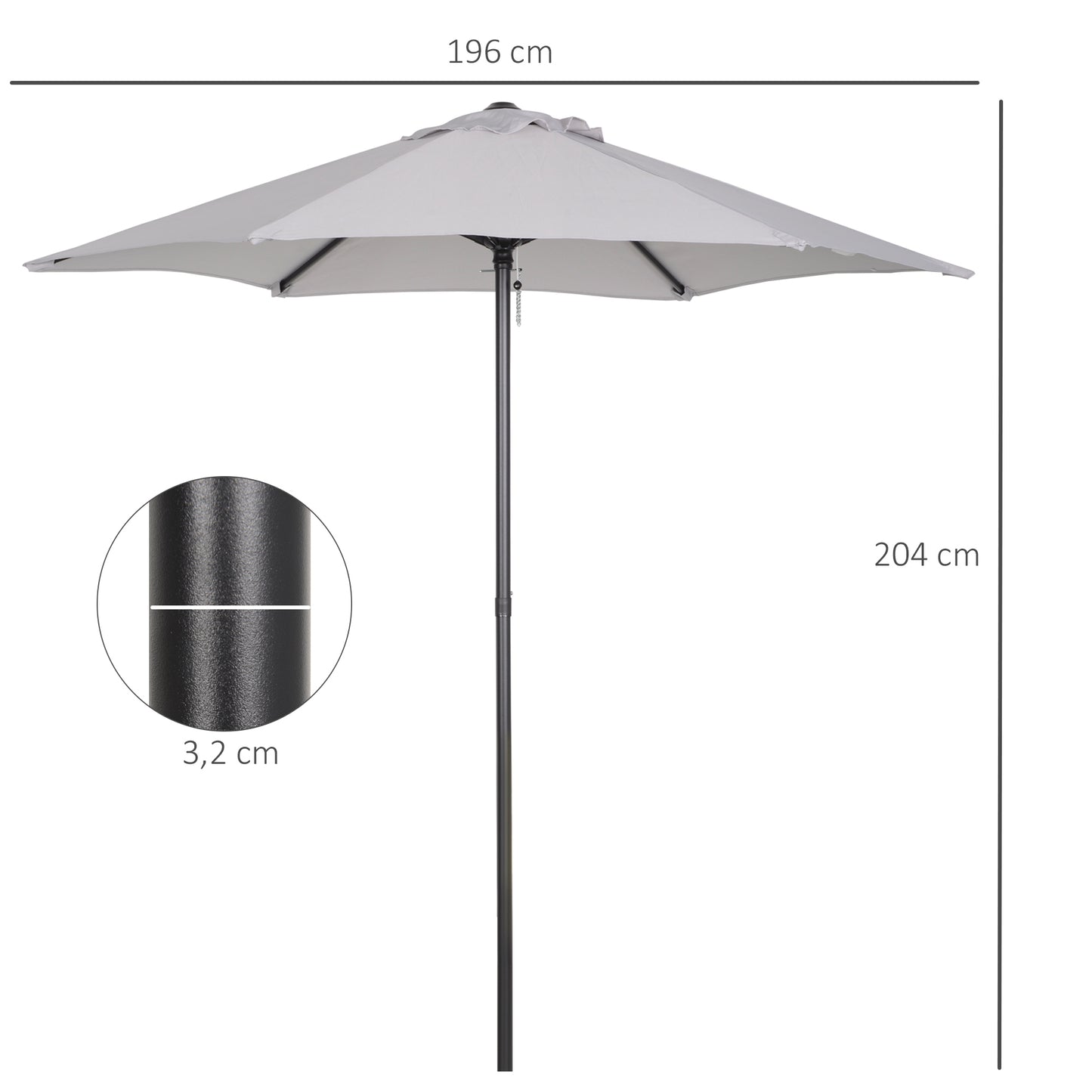 Outsunny Sombrilla De Terraza Exterior Ø2x2 M Con Techo Ventilado Gris Claro_2