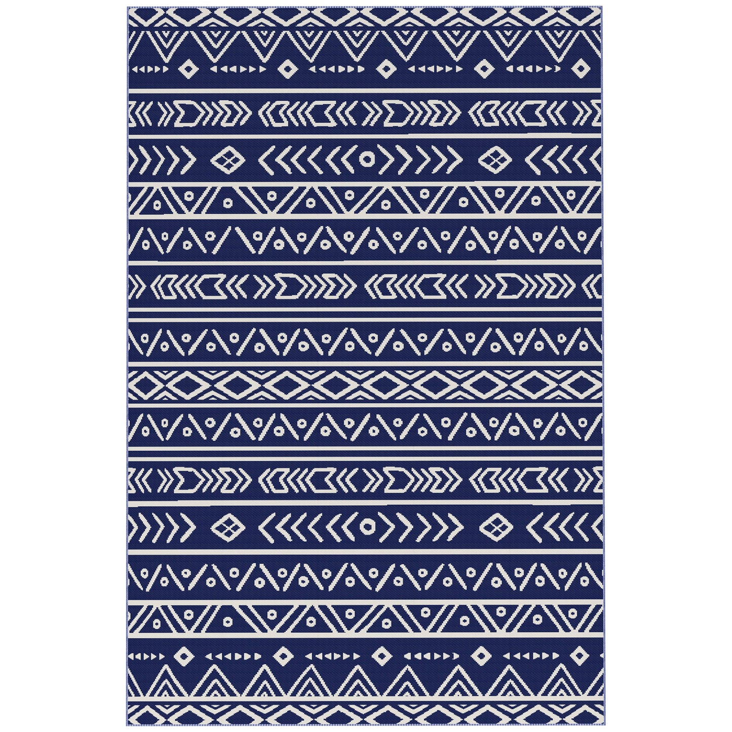Outsunny Alfombra De Exterior 182x274 Cm Con Patrón De Geométrico Azul_0