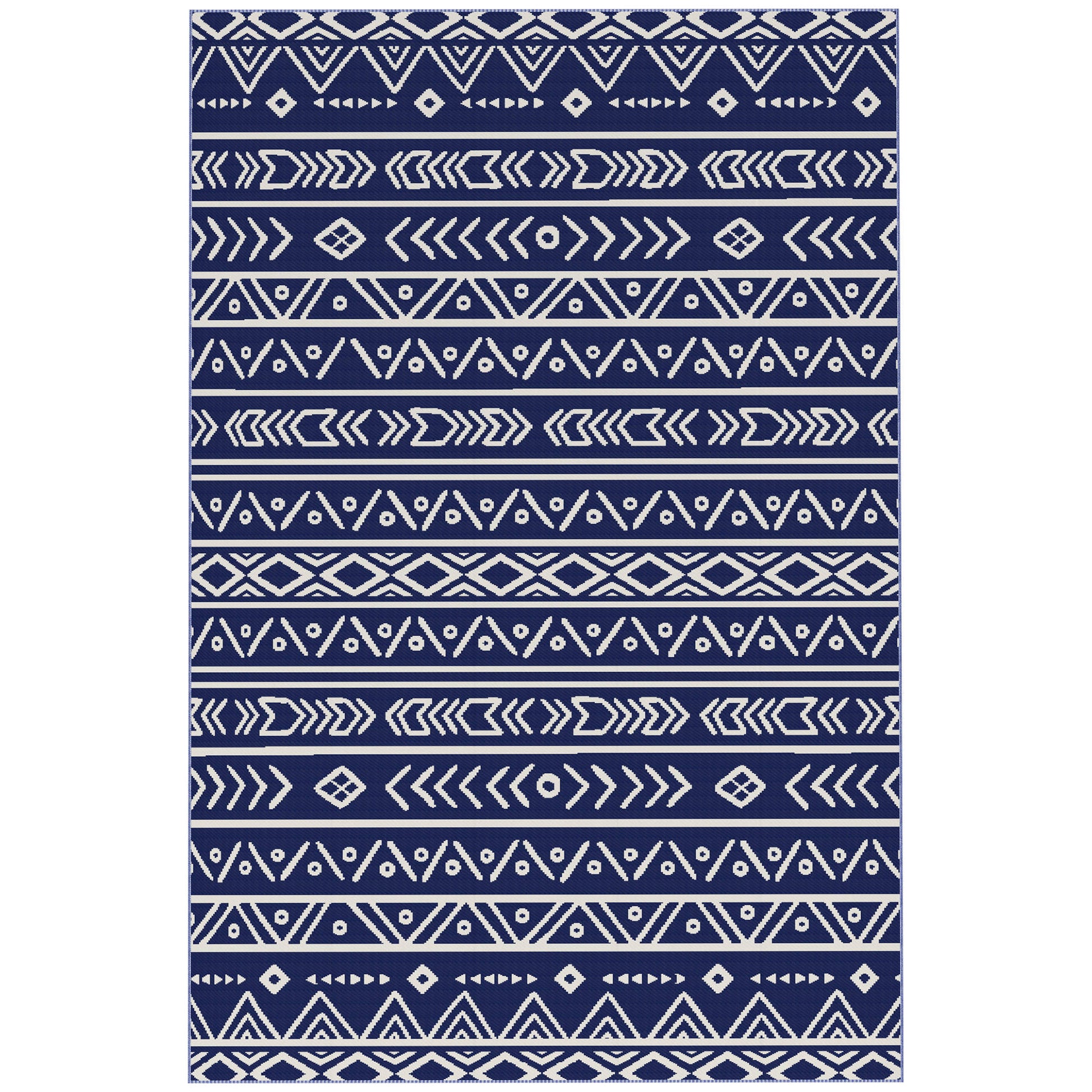 Outsunny Alfombra De Exterior 182x274 Cm Con Patrón De Geométrico Azul_0