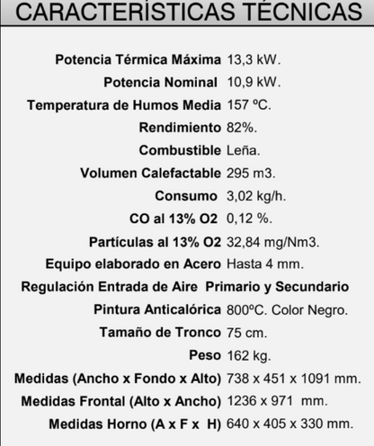 BRICOSOL Horno de leña para encastrar con bandeja de 60 cm FM MODELO HLI-200 Interior Vermiculita_2
