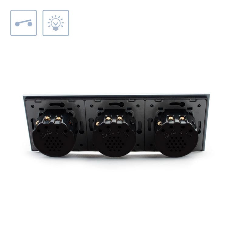 Interruptor 3 Módulos Táctil, 3 Botones, Frontal Azul_2