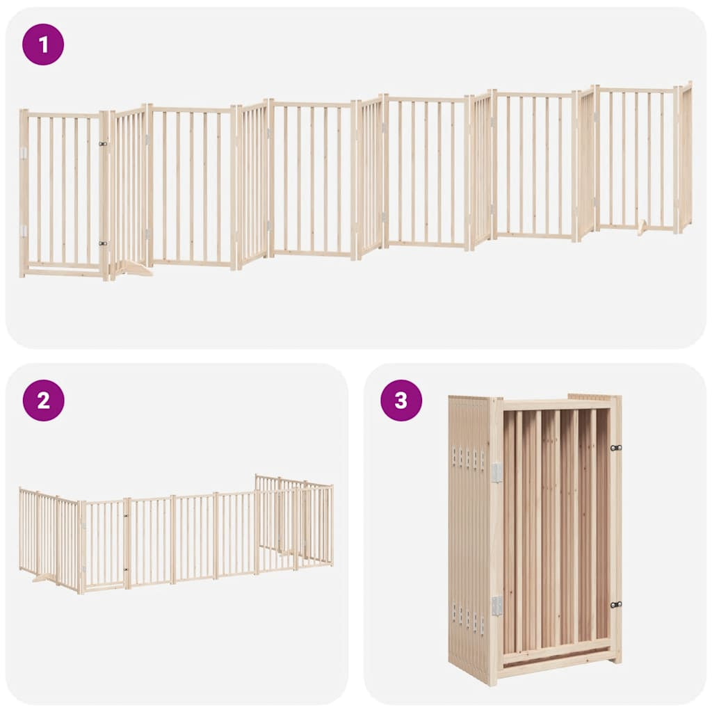 Vidaxl Puerta Para Perros Plegable 12 Paneles Madera De Álamo 600 Cm_4