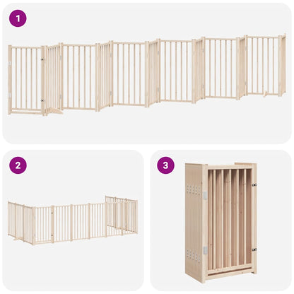 Vidaxl Puerta Para Perros Plegable 12 Paneles Madera De Álamo 600 Cm_4