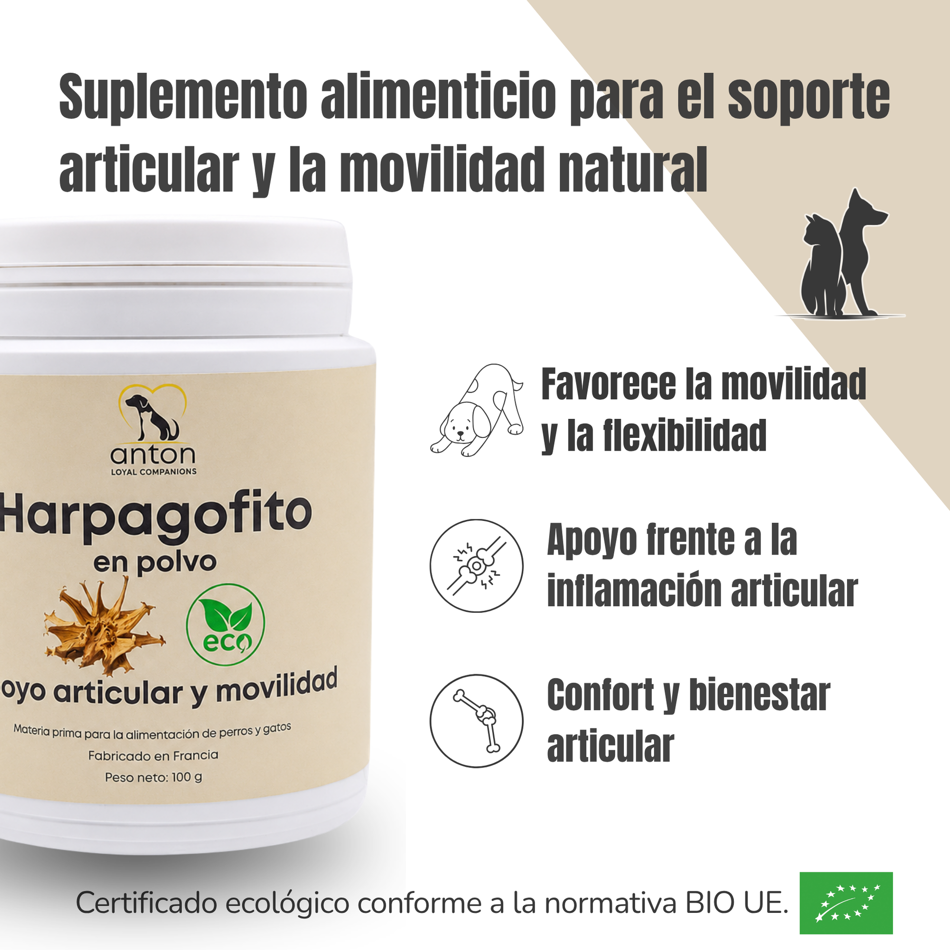 Suplemento natural para el confort articular de perros y gatos – Harpagofito ECO 100 g_1